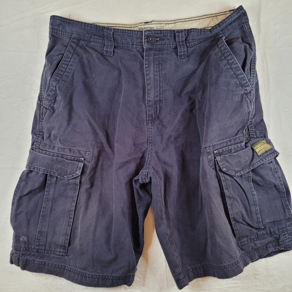 Aeropostale A87 Cargo Shorts Mens 34 Blue Surf Beach Vintage Baggy